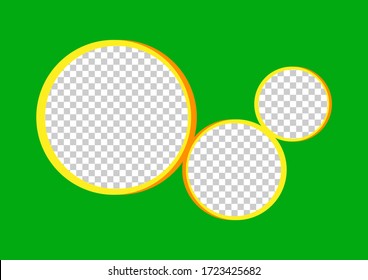 template banner rectangle a4 green and circle transparent for background, circle frame blank for banner presentation, cover paper green a four print for clip art, mock up a4 for and copy space text