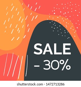 Template, banner for social media post promotion. Geometric square background with text space, abstract elements. Sale, discount promo, email, newsletter layout 