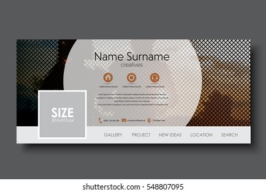 Template banner for social network. Design with a mosaic on the background of a pair of running at sunset. Vector illustration