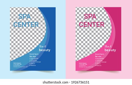 Template Banner Spa Green Leaf Modern design, brochure poster flyer leaflet, vector illustration. Spa and Beauty Print Template.