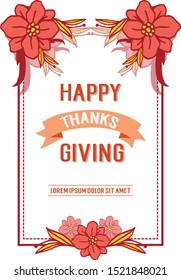 Template banner thanksgiving, with design of colorful flower frame. Vector