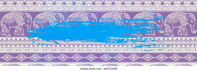 Template banners for Boho Market or Shop. Tribal elements. Vector illustration. Ethnic pattern  elephant on the background. African, indian style