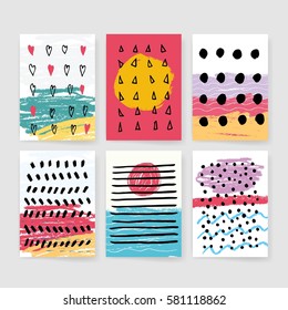 Template, Banners. Vector brush strokes, circles and blobs collection. Grunge.