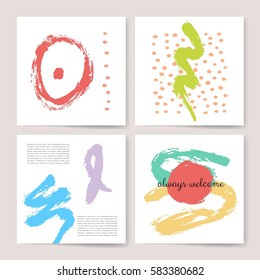 Template, Banners. Vector brush strokes, circles and blobs collection. Grunge.