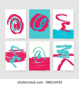 Template, Banners. Vector brush strokes, circles and blobs collection. Grunge.