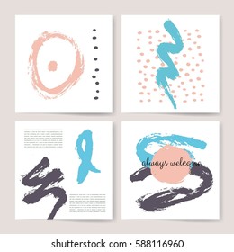 Template, Banners. Vector brush strokes, circles and blobs collection. Grunge.
