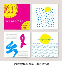 Template, Banners. Vector brush strokes, circles and blobs collection. Grunge.