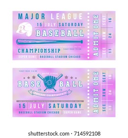 Template for baseball ticket. Print on blurred background