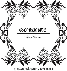 Template beautiful card romantic with style of leaf flower frame. Vector