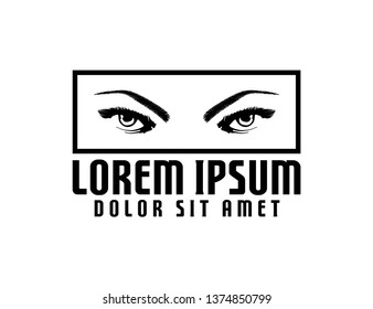 template for beauty and fashion logos with beautiful eye symbols in silhouette style. black and white.