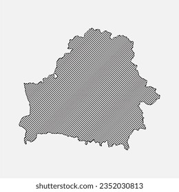 Plantilla Bielorrusia mapa de líneas diagonales grises aisladas en el fondo. País europeo para patrones, diseños, ilustraciones, infografía. Concepto abstracto líneas paralelas del mapa de siluetas Bielorrusia