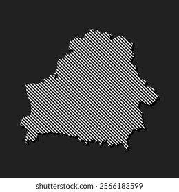 Template Belarus map of grey diagonal lines isolated on background. Europe country for pattern, design, illustration, infographic. Abstract concept parallel lines of silhouette map Belarus