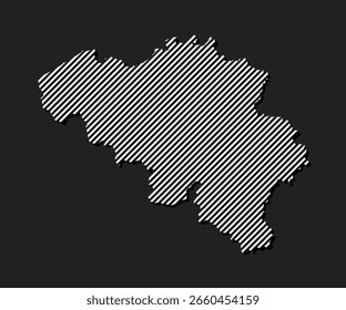 Modelo Bélgica mapa a partir de linhas diagonais cinzentas isoladas no plano de fundo. Europa país para padrão, design, ilustração, infográfico. Conceito abstrato linhas paralelas de mapa de silhueta Bélgica