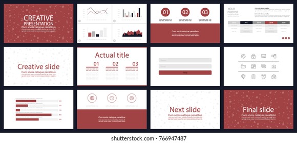 Template is the best as a business presentation, used in marketing and advertising, flyer and banner, the annual report. Marsala and ultramarine elements infographic on a black background. Vector 