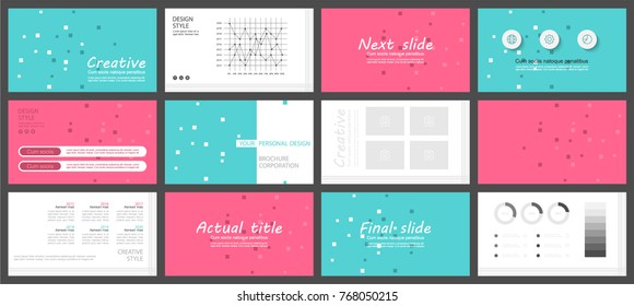 Template is the best as a business presentation, used in marketing and advertising, flyer and banner, the annual report. Blue Turquoise and honeysuckle elements infographic on a dark grey background. 