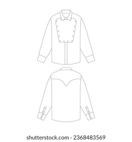 template bib front western shirt vector illustration flat design outline clothing collection