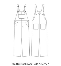 template bib overall vector illustration flat design outline clothing collection