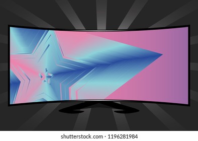 Template of big curved wide screen television or computer monitor.