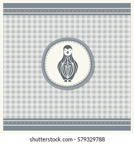 Template with bird. Vector illustration in vintage style