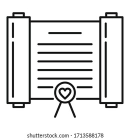 Template birth certificate icon. Outline template birth certificate vector icon for web design isolated on white background