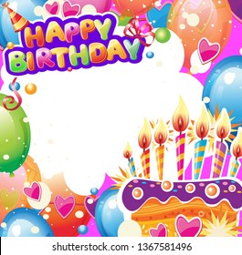 Template for Birthday card with place for text