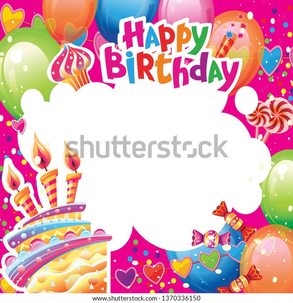 Template Birthday Card Place Text Stock Vector (Royalty Free) 1370336150