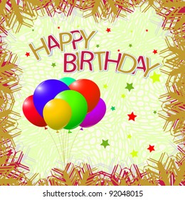 template birthday greeting card, abstract vector art illustration; image contains transparency
