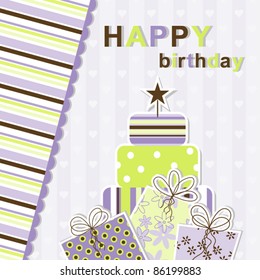 Template birthday greeting card, vector illustration