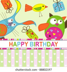 Template birthday greeting card, vector illustration