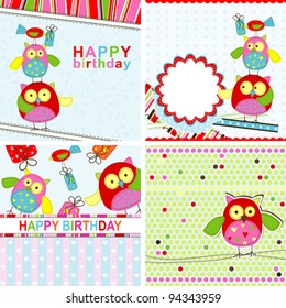 Template birthday greeting card, vector illustration