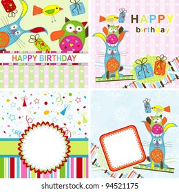 Template birthday greeting card, vector illustration