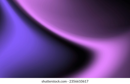 Template of black background with purple and pink curves. Vector wallpaper with blurred wavy violet fluid gradient. Digital fluid backdrop for web or print banners, posters, flyers cover