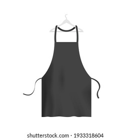 Template of black blank fabric apron, realistic vector illustration isolated on white background. Restaurant kitchen or shop staff apron realistic mockup.