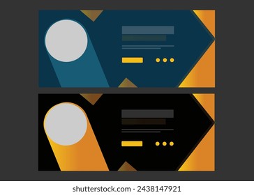 Template of black, blue and yellow cover photo for social networks. Design cover for business, corporate, finance, food, beauty, fashion, sports, jogging, gym, education without images