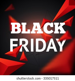 Template for black Friday sale. Background with triangular shapes create three-dimensional image. Vector illustration