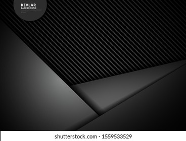 Template black geometric triangles overlapping carbon kevlar fiber background and texture. Material wallpaper for car. Vector illustration