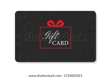 A template for a black gift card with a red box. Vector illustration