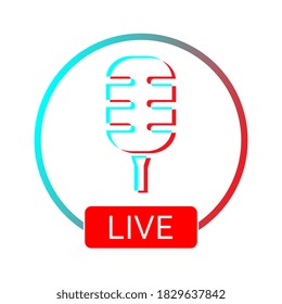 Template blank avatar for web app with microphone. Social media icon avatar frame. Live stories user video streaming.