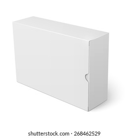 Template of blank cardboard box with flap cover standing on white background Packaging collection. Vector illustration.