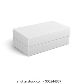 Template of blank closed cardboard box lying on white background Packaging collection. Vector illustration.