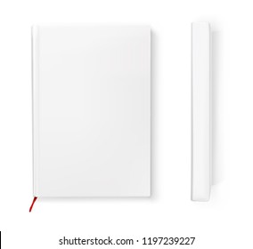 Template of blank cover books on white background. Vector illustration. It can be used for promo, catalogs, brochures, magazines, etc. Front and side view. Ready for your design. EPS10.
