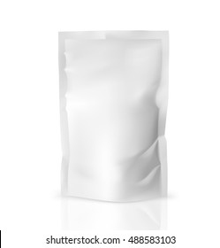Template of blank doy pack bag. Vector illustration isolated on white background. Ready for your design.