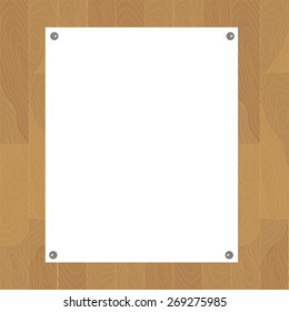 Template of a blank paper sheet on a wooden background