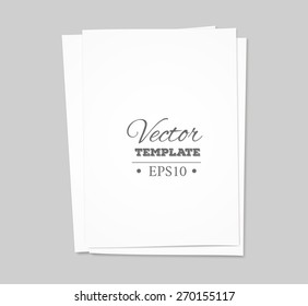 Template of a blank paper sheets. EPS 10 vector. 