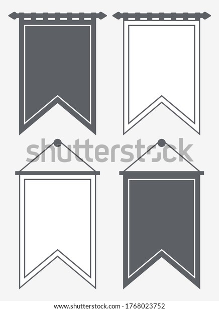 Template Blank Pennant Silhouette Outline Banners Stock Vector (Royalty ...