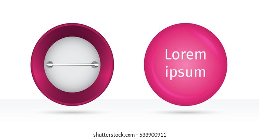 Template blank pink badge, front and back side