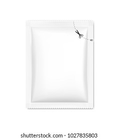 Template of blank sachet packaging for food, cosmetic and hygien. Vector illustration on white background. Ready for your design. EPS10