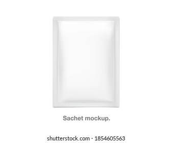 Template of blank sachet packaging for food, cosmetic and hygien. Vector illustration on white background. Ready for your design.	