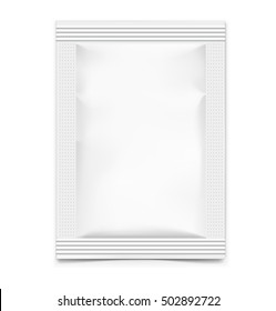 Template of blank sachet packaging for food, cosmetic and hygiene. Vector illustration on white background. Ready for your design.