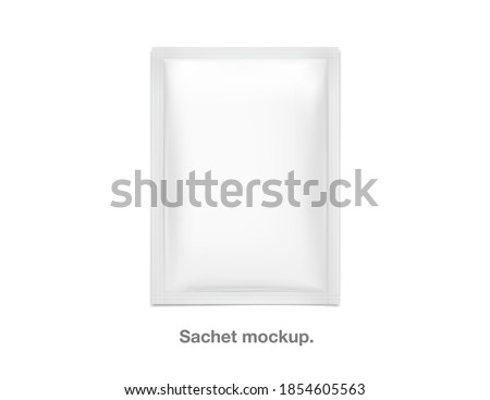 Template of blank sachet packaging for food, cosmetic and hygien. Vector illustration on white background. Ready for your design.	